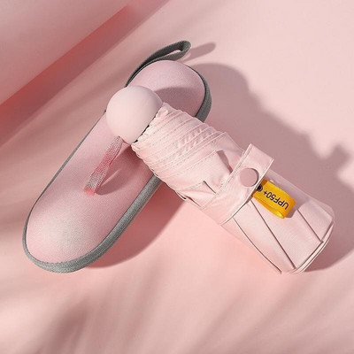 Vreckový slnečník, ovocný dáždnik, mini dáždnik pre ženy, ochrana pred slnkom, UV žiarením, skladací, 5-násobný, super malý, prenosný, box