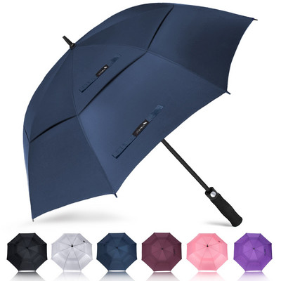 ZOMAKE Golf Umbrella 68-инчов двоен сенник вентилиран ветроустойчив водоустойчив чадър с автоматична отворена пръчка за мъже и жени