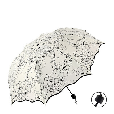 Umbrele de soare pliabile șic, florale, ANTI-UV, compacte, femei, femei, doamne, doamne, rezistente la vânt, ploaie, flori minunate, umbrele de soare 8K