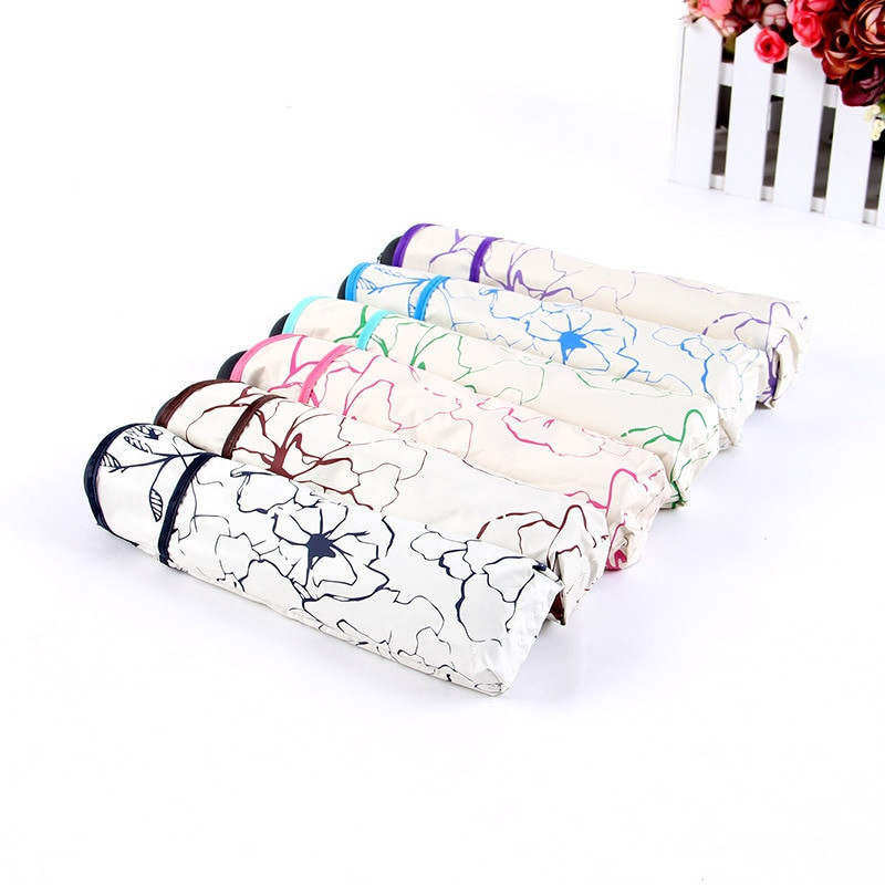 Prašmatnūs gėlėti ANTI-UV sulankstomi skėčiai nuo saulės, kompaktiški, moteriški, moteriški, vėjui atsparūs skėčiai.