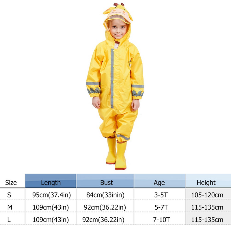 Detský kreslený pršiplášť, nepremokavý overal s motívom žirafy, viacfarebný, unisex, 3-10 rokov