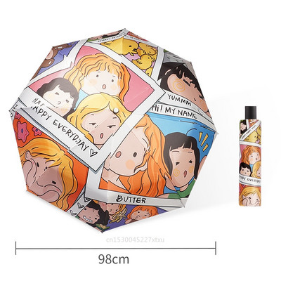 Automatický UV dáždnik Happy Cat, trojskladací, s potlačou mačiatok v rozlíšení 8K, rozžiari náladu v nudný daždivý deň, dropshipping