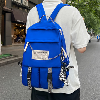 Tekstilni muški ruksak s patentnim zatvaračem i metalnim lancem