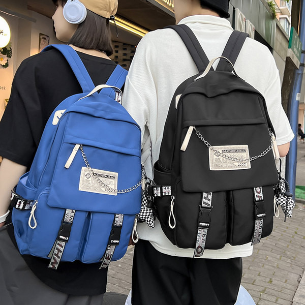 Tekstilni muški ruksak s patentnim zatvaračem i metalnim lancem