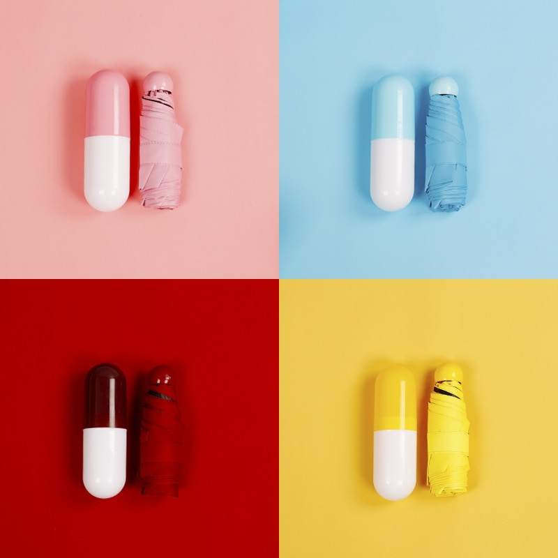 1 ks mini skladací dáždnik krásny dáždnik v tvare kapsuly dáždnik proti dažďu a slnku slnečník proti UV žiareniu malé vreckové dáždniky pre ženy deti