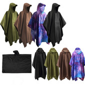 3 în 1 Femei Bărbați Manta de ploaie cu glugă Reutilizabilă Impermeabilă Turism în aer liber Camping Drumeții Ciclism Pescuit Capacă de ploaie Poncho