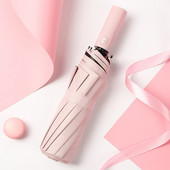 10-kosťový automatický dáždnik do každého počasia, čierny gumený dáždnik s cukríkovou farbou, UV ochrana proti slnku