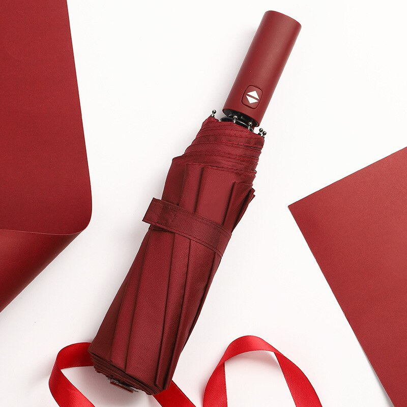 10-kosťový automatický dáždnik do každého počasia, čierny gumený dáždnik s cukríkovou farbou, UV ochrana proti slnku