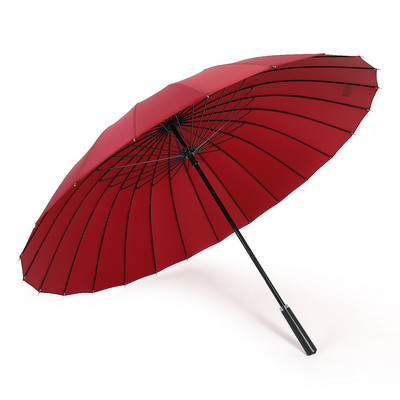 Business 24 Bone Manual Дълъг чадър Мъже Жени Ретро Червен Черен Голям чадър Слънцезащитен крем против буря Сладък домашен чадър