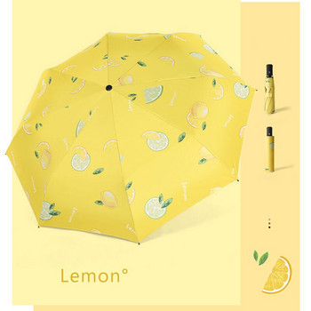 Ομπρέλα Cute Fruit Girls Automatic Folding Clear Umbrella Rain Women Sun Protect UV Parasol Umbrella 8K Αντιανεμική Paraguas