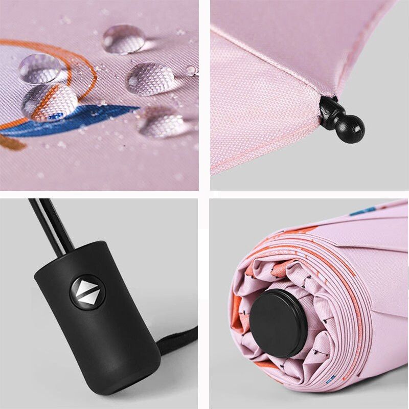 Roztomilý ovocný dievčenský dáždnik, automatický skladací priehľadný dáždnik, dážď, slnečný dáždnik, UV ochrana, slnečník, 8K, vetruodolný, paraguas