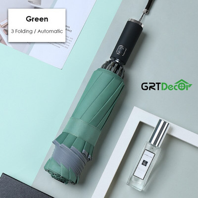 Automatické skladacie reverzné dáždniky pre mužov a ženy, cestovné dáždniky proti dažďu, vetruodolné, biznis, 10-rebrový parapluie, obrátený slnečný dáždnik