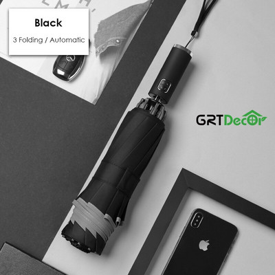 Automatické skladacie reverzné dáždniky pre mužov a ženy, cestovné dáždniky proti dažďu, vetruodolné, biznis, 10-rebrový parapluie, obrátený slnečný dáždnik