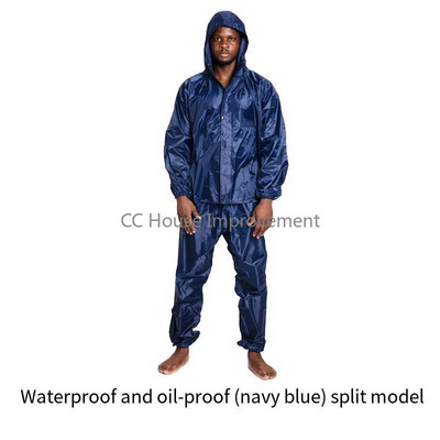 Spojený pršiplášťový overal, klobúk, olejuvzdorný pracovný bezpečnostný odev na spaľovanie, lakovanie, továrenské oblečenie, štiepny pršiplášť