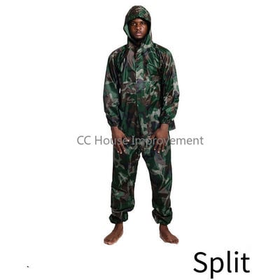 Spojený pršiplášťový overal, klobúk, olejuvzdorný pracovný bezpečnostný odev na spaľovanie, lakovanie, továrenské oblečenie, štiepny pršiplášť