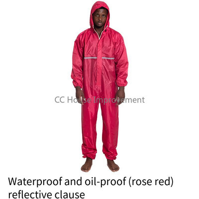 Spojený pršiplášťový overal, klobúk, olejuvzdorný pracovný bezpečnostný odev na spaľovanie, lakovanie, továrenské oblečenie, štiepny pršiplášť