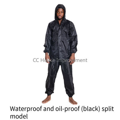 Spojený pršiplášťový overal, klobúk, olejuvzdorný pracovný bezpečnostný odev na spaľovanie, lakovanie, továrenské oblečenie, štiepny pršiplášť