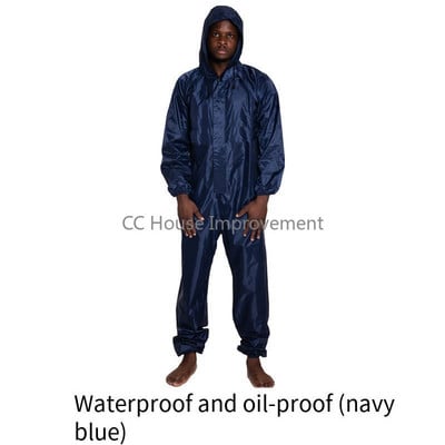 Spojený pršiplášťový overal, klobúk, olejuvzdorný pracovný bezpečnostný odev na spaľovanie, lakovanie, továrenské oblečenie, štiepny pršiplášť