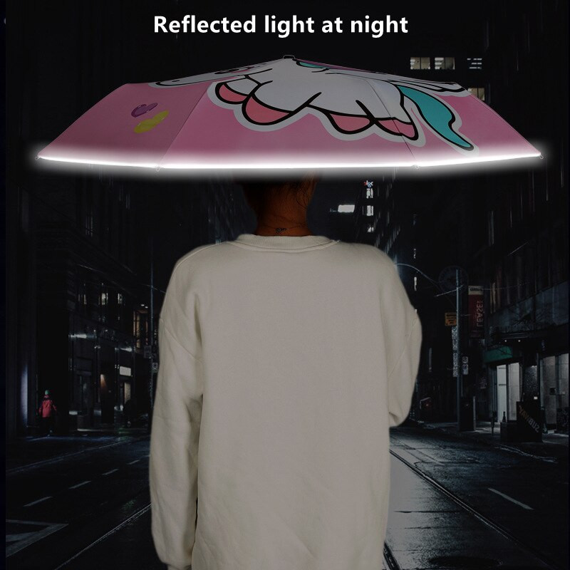 Bērniem vēja necaurlaidīgs automātiskais lietussargs lietus vienradzis salokāmi lietussargi melns pārklājums pret UV lietussargs bērniem saulessargs meitenes bērns