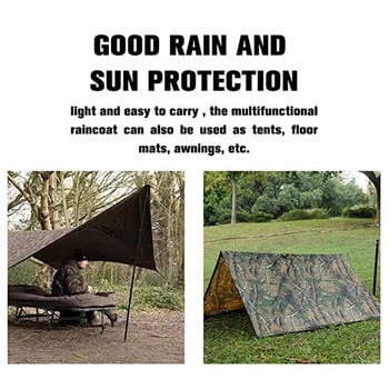 VILEAD Poly Tactical Raincoat Military Ponchowaterproof Rain Man Rainwater Army Raincoat Tent Водоустойчива непромокаема външна