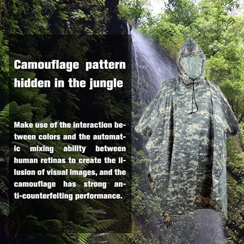 VILEAD Poly Taktický pršiplášť Vojenský pončo Vodotesný pršiplášť Dažďový muž Dažďový vodotesný armádny pršiplášť Stan Vodotesný Nepriepustný Vonkajší