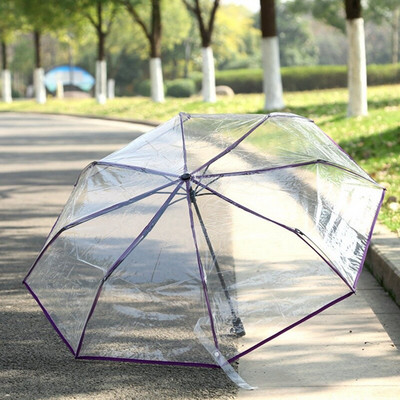 Krásny priehľadný skladací vetruodolný dáždnik pre ženy na cesty, slnečný dáždnik, automatický kompaktný vetruodolný dáždnik