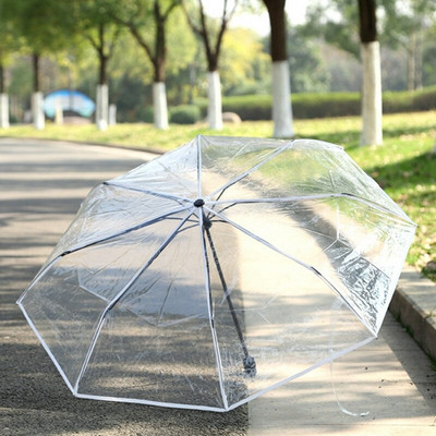 Krásny priehľadný skladací vetruodolný dáždnik pre ženy na cesty, slnečný dáždnik, automatický kompaktný vetruodolný dáždnik