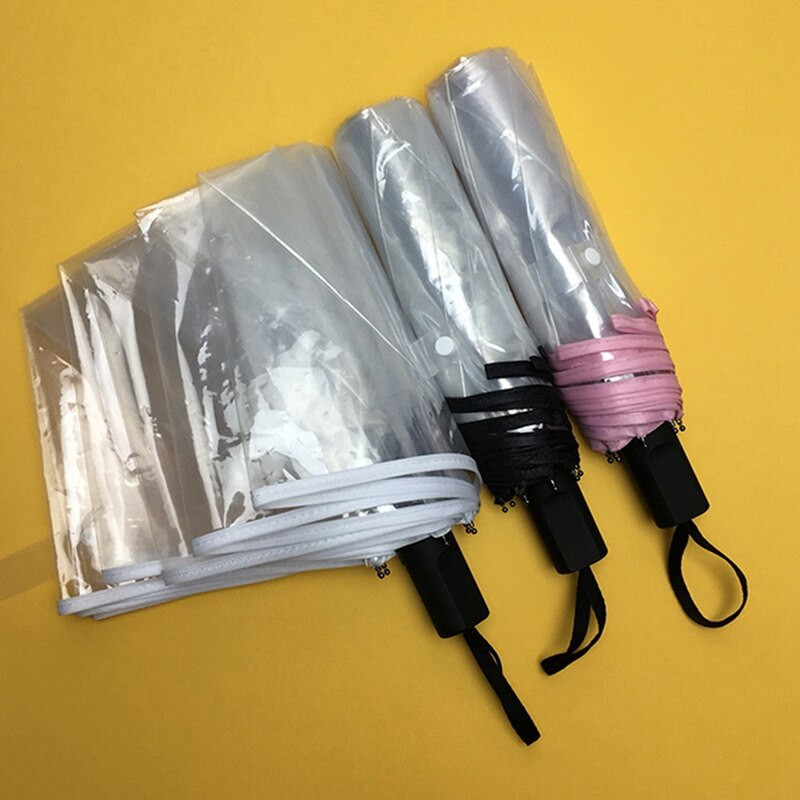 Krásny priehľadný skladací vetruodolný dáždnik pre ženy na cesty, slnečný dáždnik, automatický kompaktný vetruodolný dáždnik