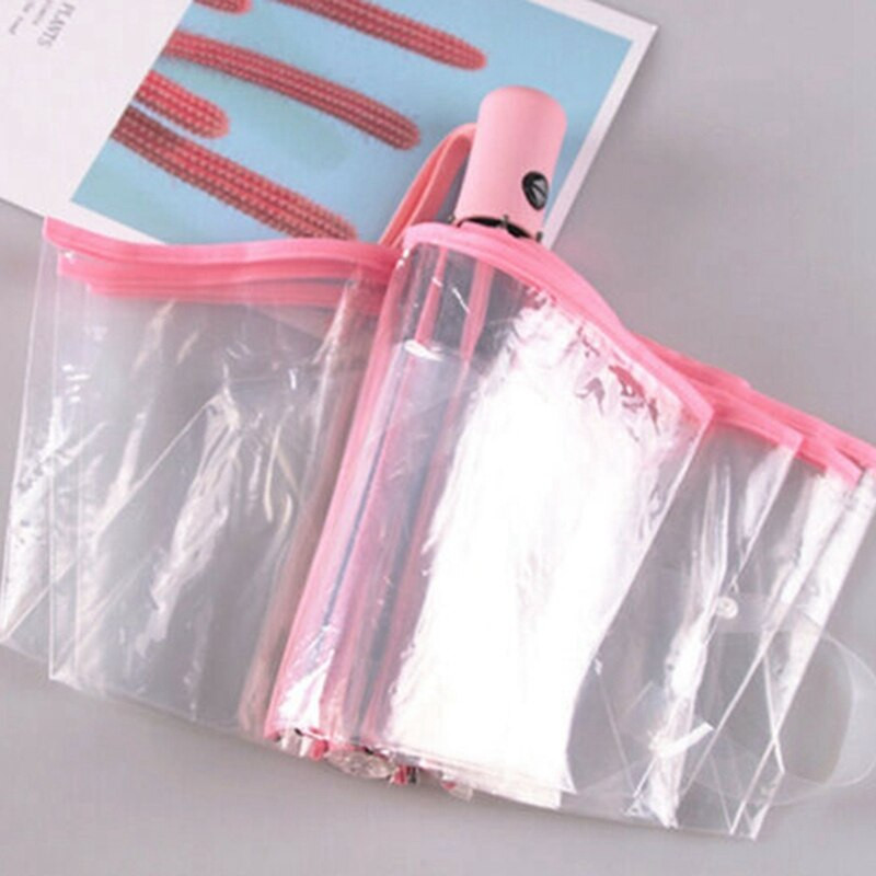 Krásny priehľadný skladací vetruodolný dáždnik pre ženy na cesty, slnečný dáždnik, automatický kompaktný vetruodolný dáždnik