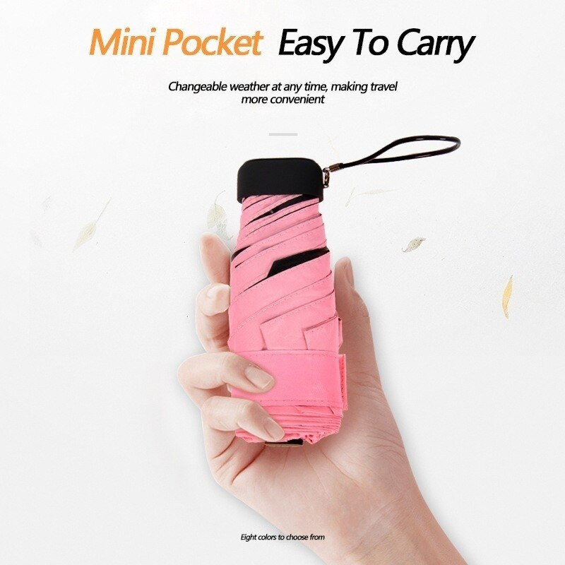 Naiste vihmavari päikesevihmaga lame ja kerge vihmavari päikesevari Kokkupandav päikesevari Mini vihmavari, väike, lihtne hoida