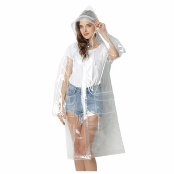 Freesmily Супер прозрачен дъждобран за жени Модно EVA водоустойчиво пончо палто за многократна употреба с качулка с шнур