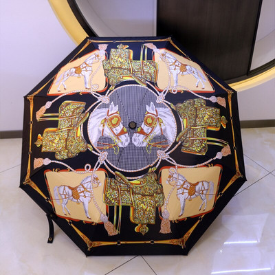 Trendový automatický slnečník, tieň proti slnku, anti UV žiarenie, vzor kočiara, vynikajúci trojskladací prenosný slnečník s 8 rebrami