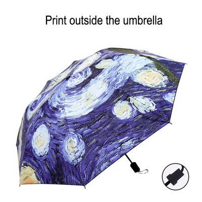 Dámsky dáždnik s olejom Van Gogh, značka The Starry Night, Paraguas, kreatívne umenie, slnečník, dámsky dáždnik proti slnku a dažďu.