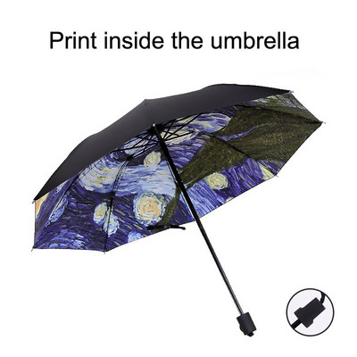 Dámsky dáždnik s olejom Van Gogh, značka The Starry Night, Paraguas, kreatívne umenie, slnečník, dámsky dáždnik proti slnku a dažďu.