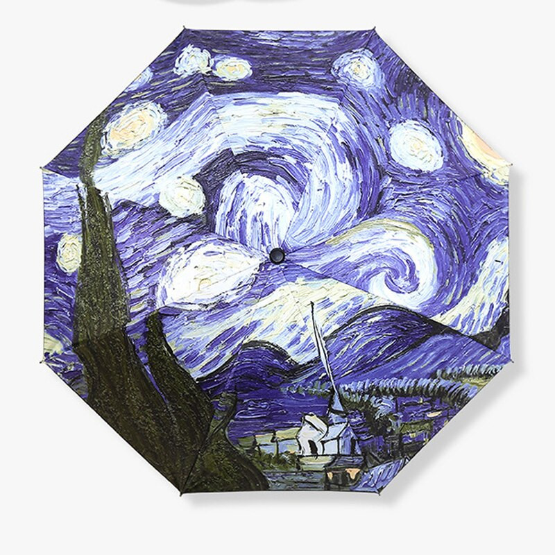 Dámsky dáždnik s olejom Van Gogh, značka The Starry Night, Paraguas, kreatívne umenie, slnečník, dámsky dáždnik proti slnku a dažďu.