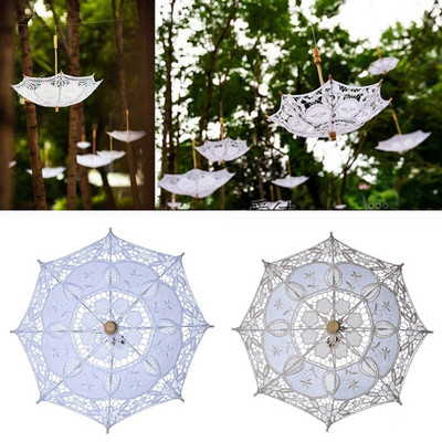 Szép dekoráció napernyő csipke esernyő fotózás menyasszonyi esküvő Hímzett női divat