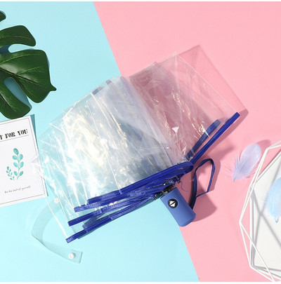 Automatický priehľadný skladací dáždnik Paraguas, dáždnik do dažďa pre ženy a mužov, slnečný dáždnik, automatický dáždnik Paraguas, kompaktný, vetruodolný, priehľadný dáždnik