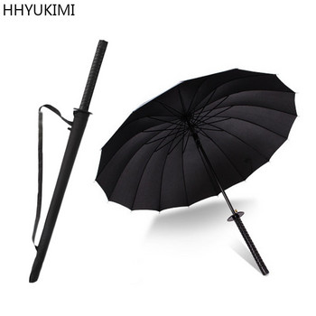 HHYUKIMI Drop Shipping Αντιανεμικό σπαθί Samurai Rainny Umbrella Ninja-like Straight Long Handle Ribs Umbrella Open