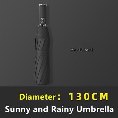 Veľký skladací dáždnik, silný vetruodolný cestovný dáždnik, rodinný 130 cm, veľký paraguas, 3-násobný dáždnik do dažďa a búrky pre mužov