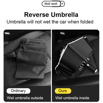 Αντιανεμική αυτόματη ομπρέλα με φακό LED αντανακλαστική λωρίδα Ομπρέλες αντίστροφου φωτός Βροχή Ανδρικές Γυναικείες Μεγάλη πτυσσόμενη ομπρέλα