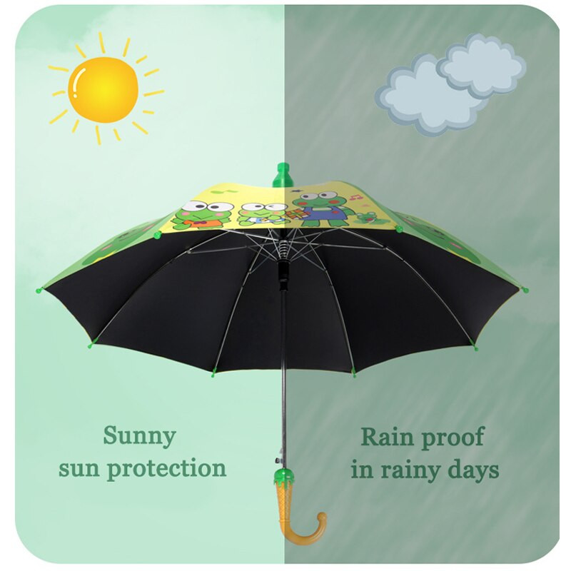 2021 Horúci detský dvojvrstvový dáždnik s kreslenými zvieratkami a opaľovacím krémom, dlhý dáždnik pre chlapcov a dievčatá, rukoväť, doprava zdarma