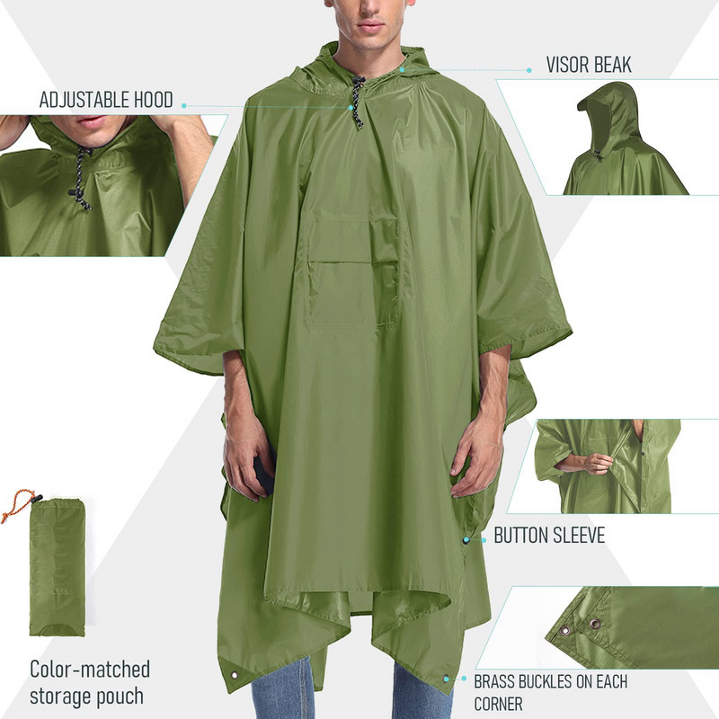 3 v 1 Vonkajší vojenský nepremokavý pršiplášť Pršiplášť Pánsky pršiplášť Dámsky pršiplášť Markíza z dažďa Motocyklový pršiplášť Poncho Pikniková podložka