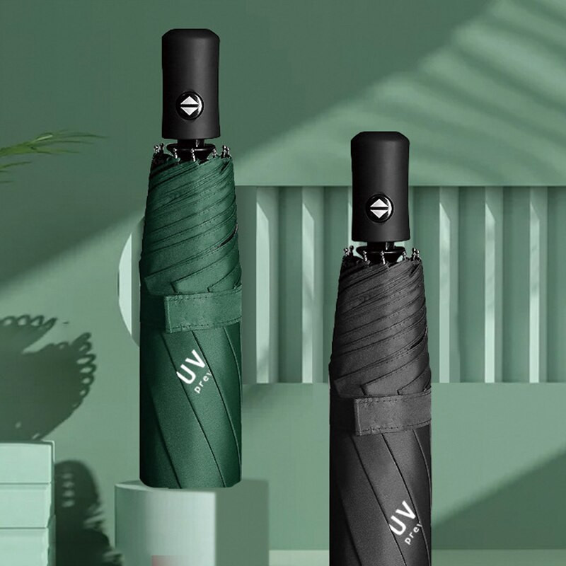 Teljesen automatikus UV esernyő napvédő UV elleni napernyő esőernyő összecsukható háromszoros 8 bordás 10 bordás esernyő napernyő