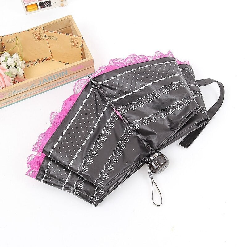 Dámsky slnečník s čipkou, dáždnik, opaľovací krém, kórejský, trojskladací dáždnik, UV číry, princezná, vetruodolný, svadobný, nevesta, darček