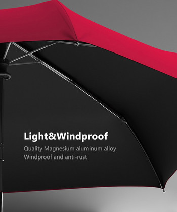 YOUPIN Плосък автоматичен чадър за дъжд Дамски ултралек туристически слънчев чадър за момичета Анти UV преносим сгъваем чадър 6 ребра Чадър