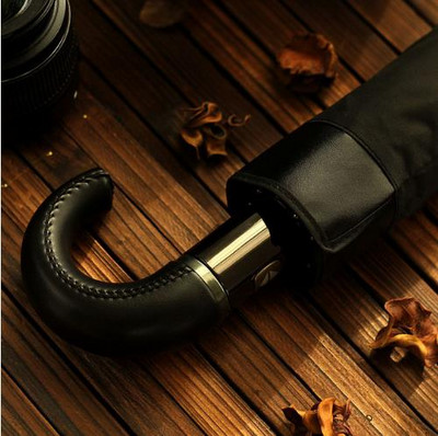 Značkový kožený zakrivený pánsky automatický dáždnik s ručičkami PALONY, vetruodolný, čierny, veľký automatický dáždnik, slnečník do dažďa, paraguas