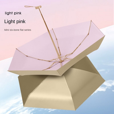 Dámsky slnečník, veľmi malý mini dáždnik, vinylový vreckový dáždnik, ochrana pred slnkom a ultrafialovým žiarením