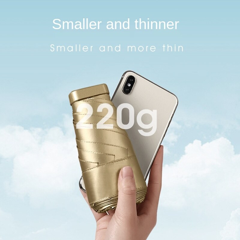 Dámsky slnečník, veľmi malý mini dáždnik, vinylový vreckový dáždnik, ochrana pred slnkom a ultrafialovým žiarením