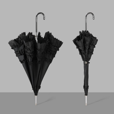 Vintage viktoriánsky vonkajší párty pánsky čierny gotický čipkovaný dáždnik čierny svadobný slnečník Lolita čierny pagodový dáždnik