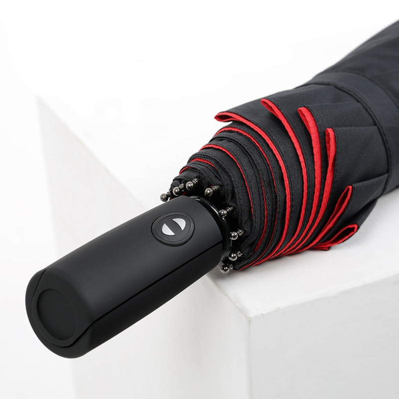 JPZYLFKZL Automatický skladací dáždnik s desaťkosťovým efektom, dámsky, mužský, luxusný, veľký, vetruodolný, dáždnik, pánsky, čierny